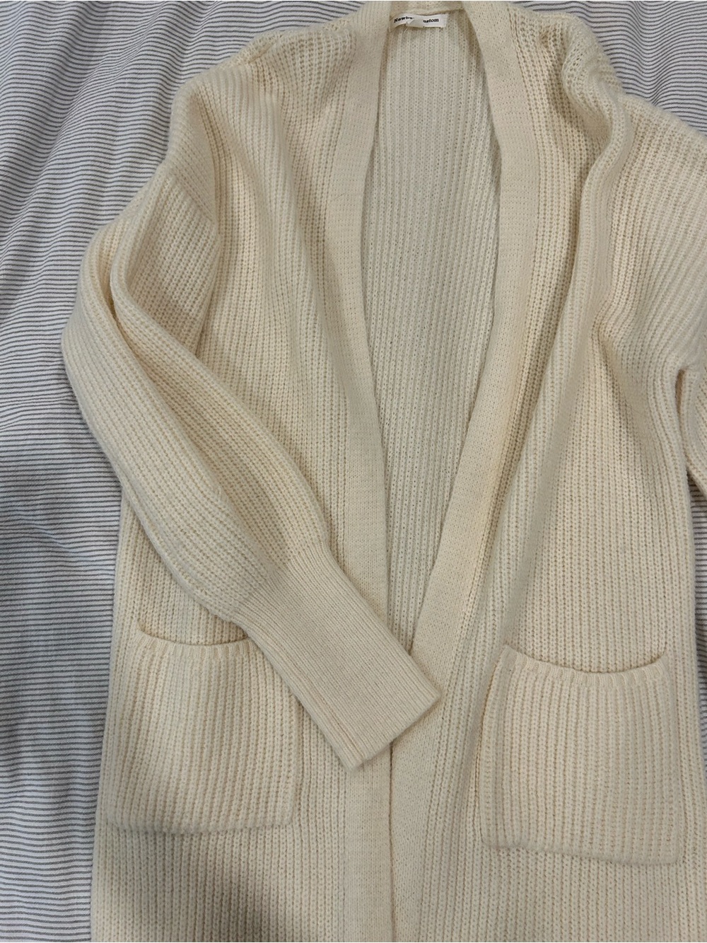 Newbury Kustom Ivory Open-Front Ribbed Cardigan